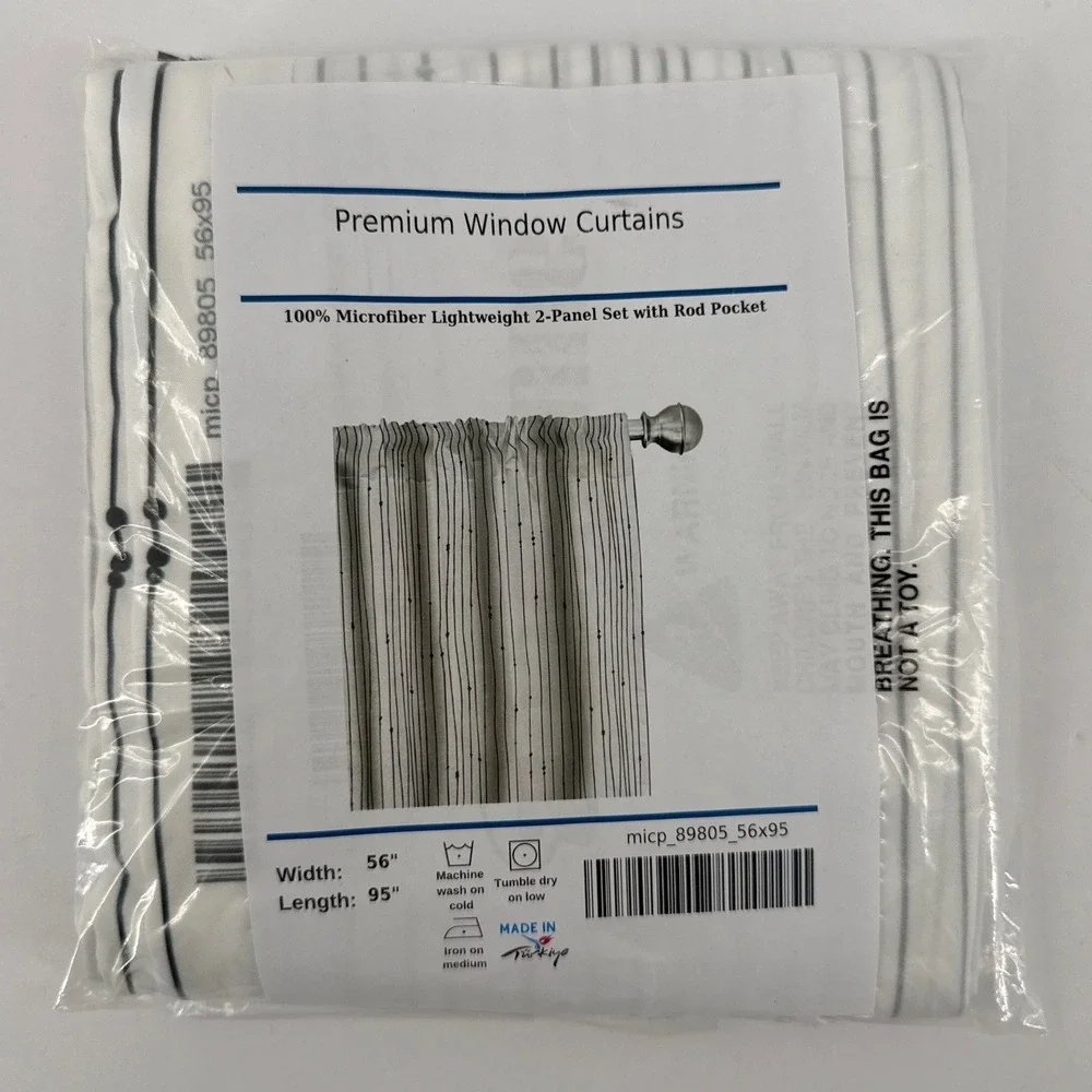 Ambesonne Premium Window Curtains 2 Panel Set Rod Pocket Black White 56x95 New